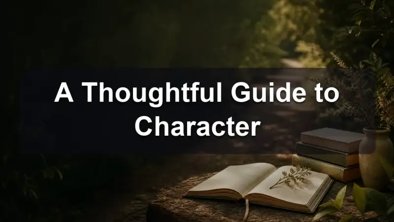 Person reflecting while reading, character development