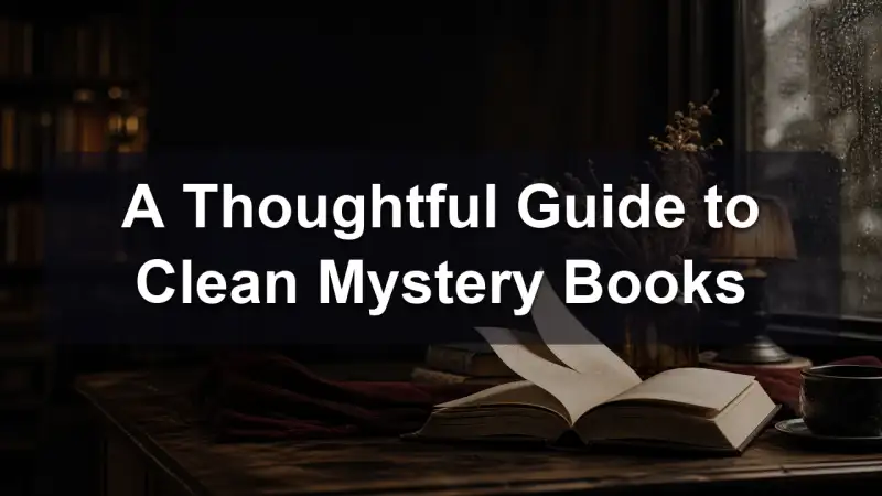 A reader choosing clean mystery books
