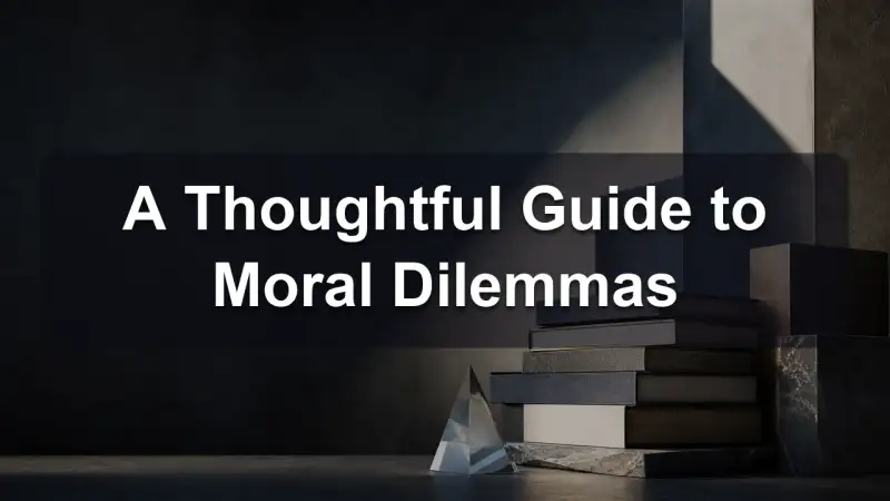 A question mark and an open book on moral dilemmas
