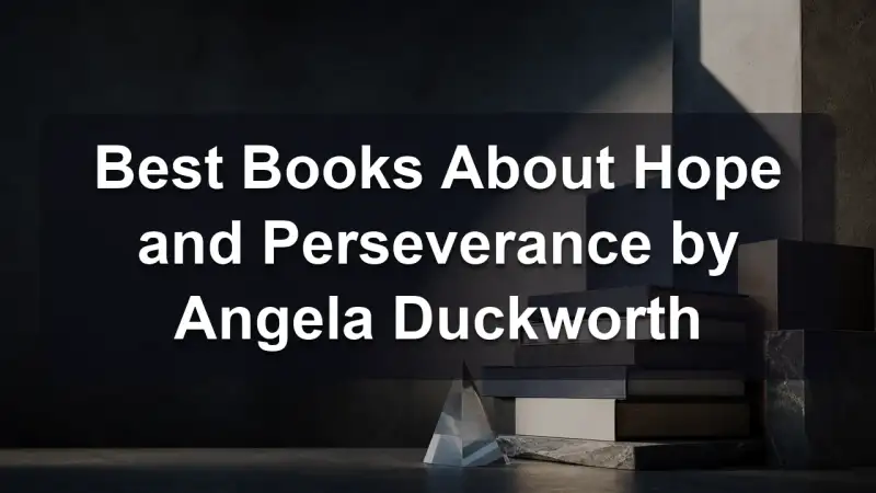 Stack of books by Angela Duckworth and related literature on grit