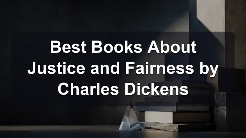 Stack of books by Charles Dickens and related literature on social justice