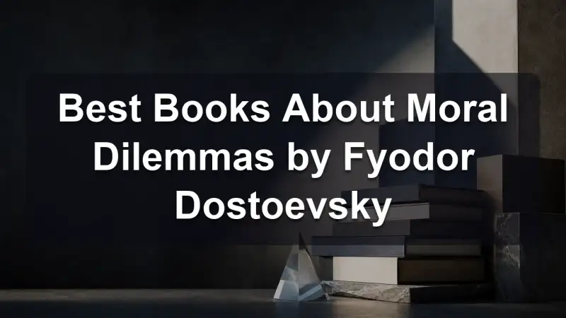 Stack of books by Fyodor Dostoevsky and related literature on morality
