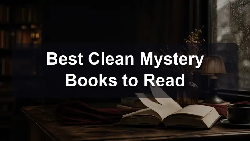 A curated stack of clean mystery books