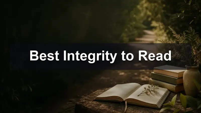 Books about integrity and honesty on a desk