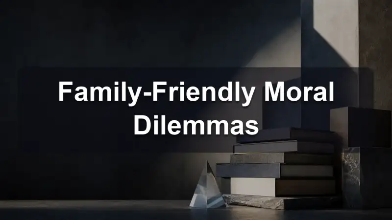 A family discussing a book with a question mark above them
