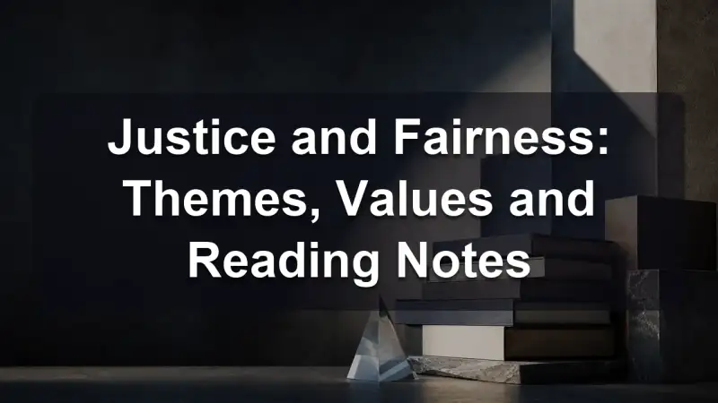 Reading notes and a balance scale beside books about justice